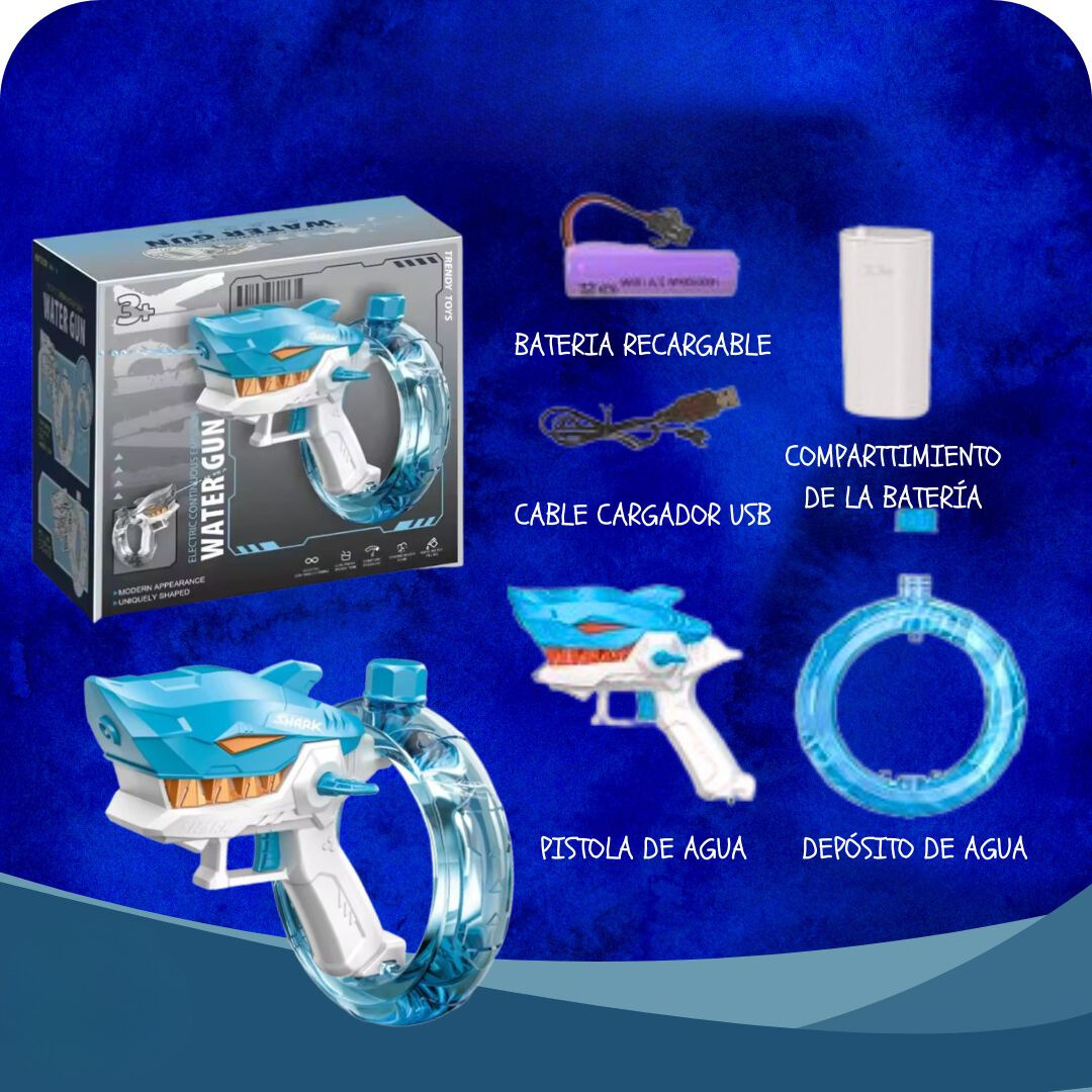 SharksGun™ Pistola de agua automática de Megalodón 🦈💧